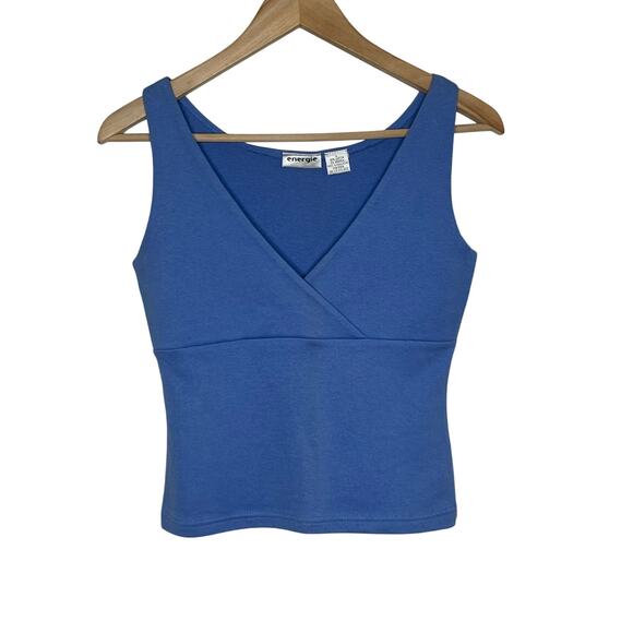 Vintage 90s Y2K Energie Babydoll Tank Top Womens Large Blue Cotton Casual - Picture 1 of 8
